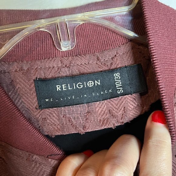 Religion We Live in Black burgundy textured Spirit Tunic jacket - Picture 5 of 7